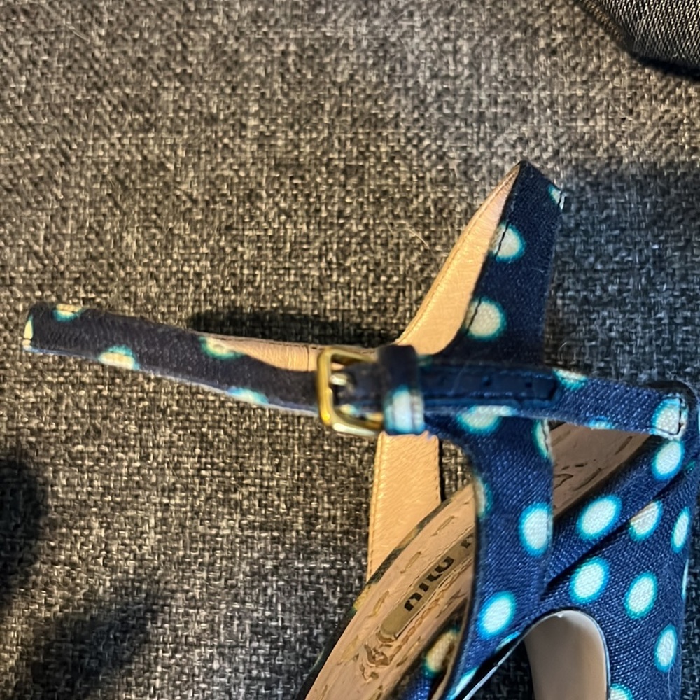 Miu Miu platform, 6 inch polka dot open toe heels from Nordstrom. Size 37 - Picture 9 of 11